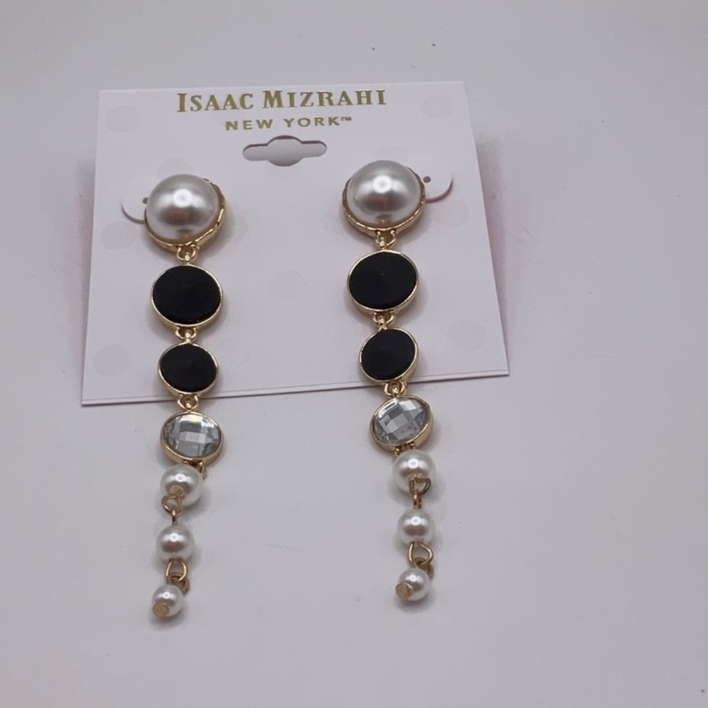 Isaac Mizrahi Black and White Drop Earrings